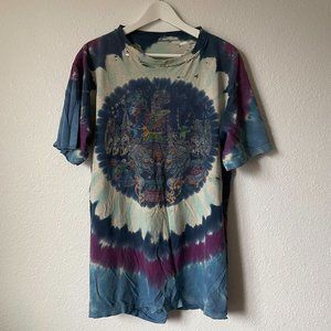 Rare 1990s Grateful Dead Pinkerton Circus Liquid Blue Tie Dye Tee L